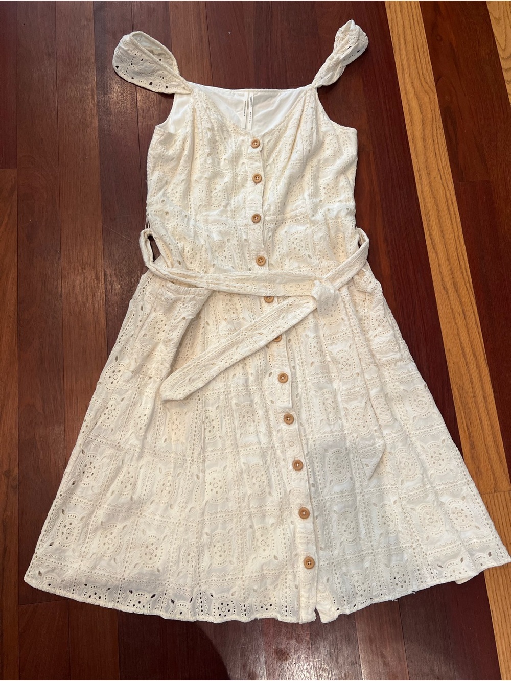 Anthropologie | Button-Down Flutter Sleeve Eyelet Midi Dress Size 14